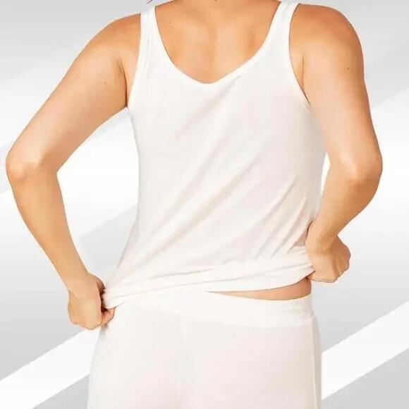 2/$30 Andie The Scoop Tank Bamboo Jersey Snow Size L | Soft Everyday Basic - Picture 2 of 7